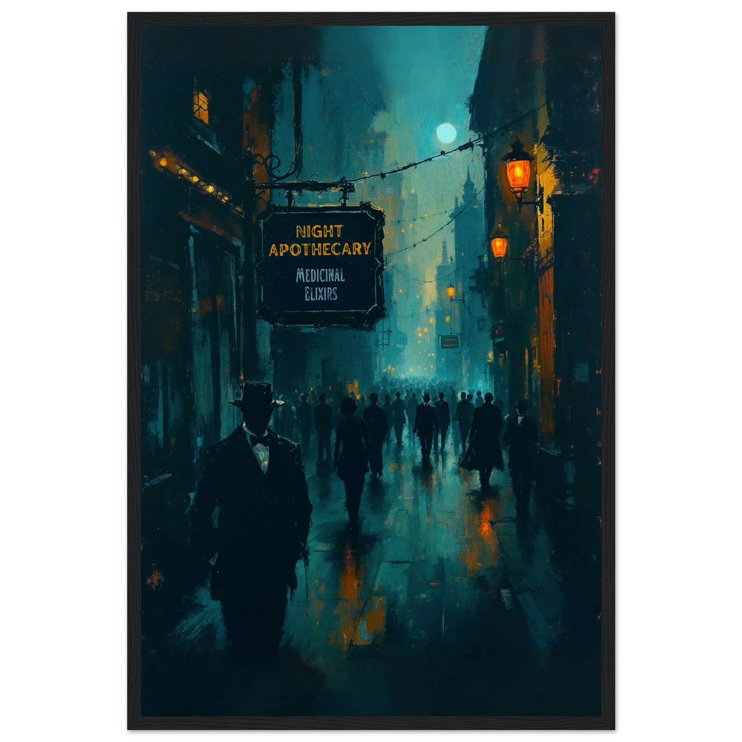 Prohibition Speakeasy Moody Nightlife Art Print Black Wood Frame 40x60 cm 16x24″ Museum-Quality Matte Framed Poster