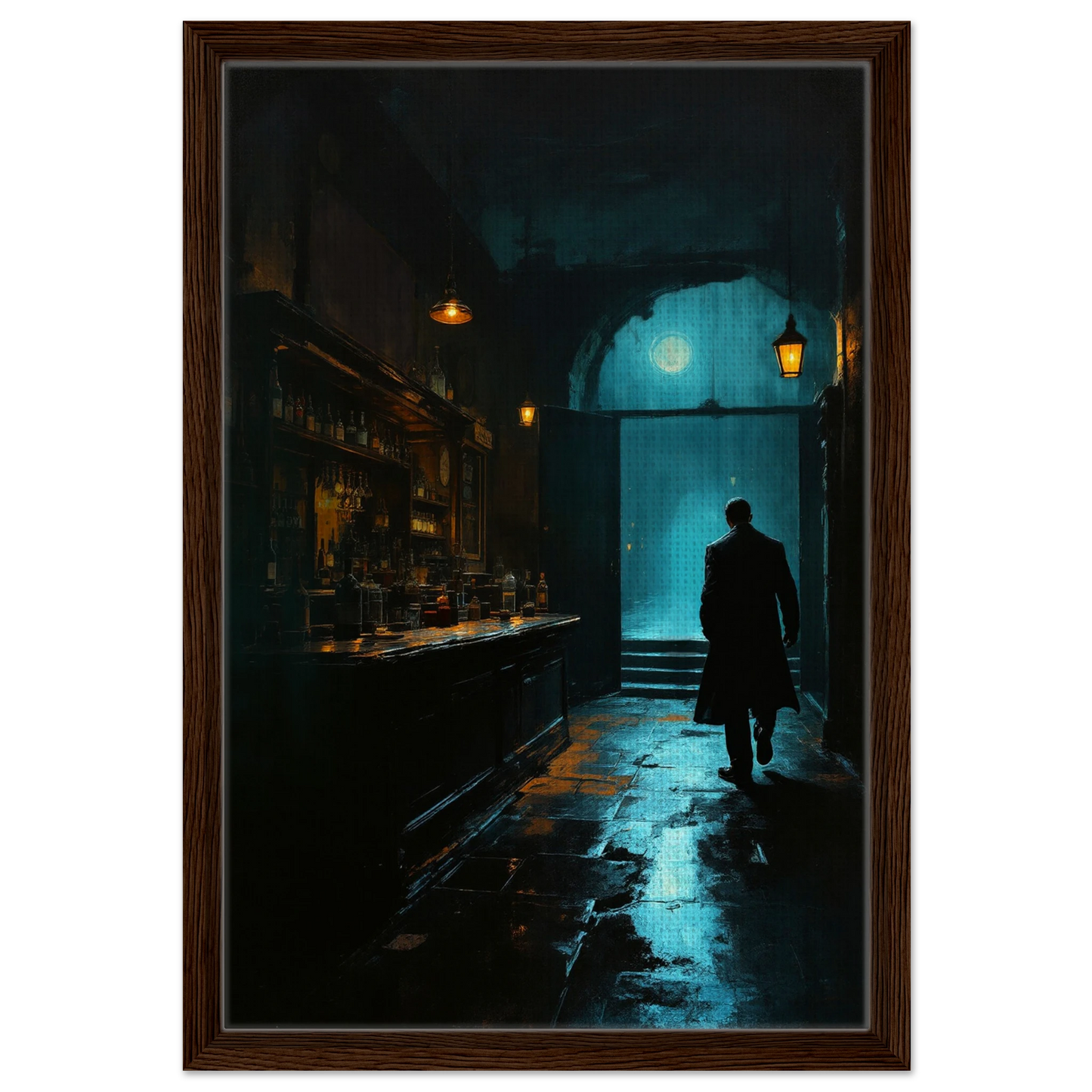 Speakeasy Prohibition Bootleg Bar Art Poster Print 40x60 cm 16x24″ Framed Canvas Dark Brown Wood Frame