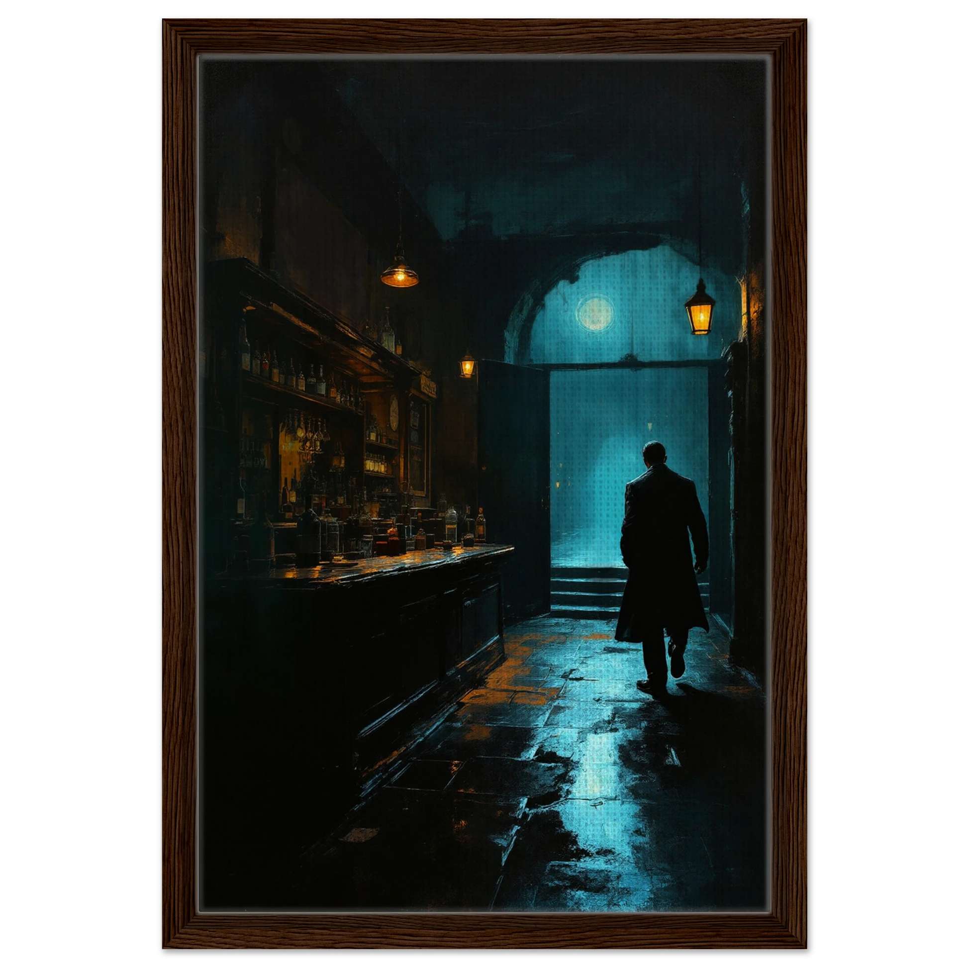 Speakeasy Prohibition Bootleg Bar Art Poster Print 40x60 cm 16x24″ Framed Canvas Dark Brown Wood Frame