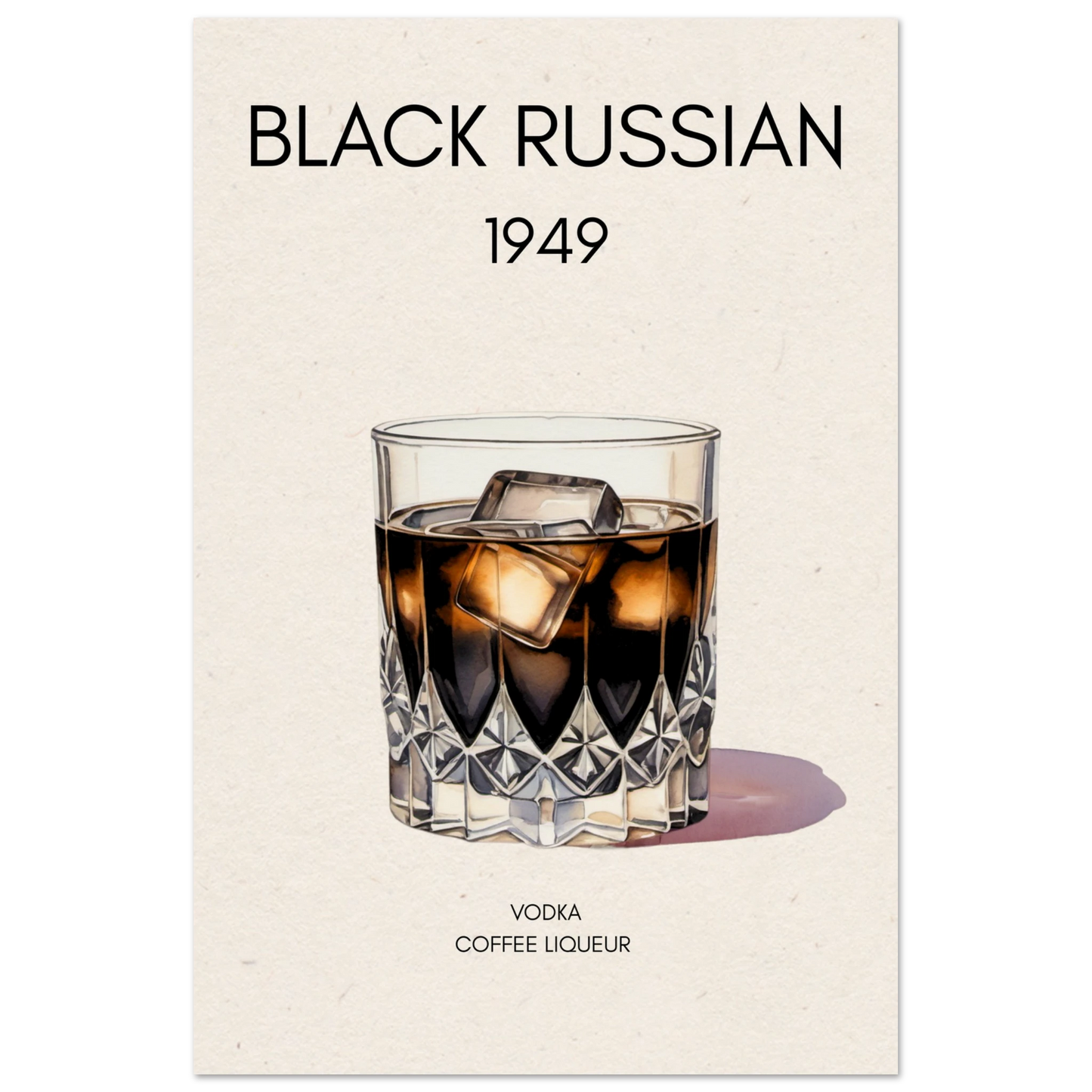 Black Russian Cocktail Bar Art Poster Print No Frame 60x90 cm 24x36″ Museum-Quality Matte Paper Poster