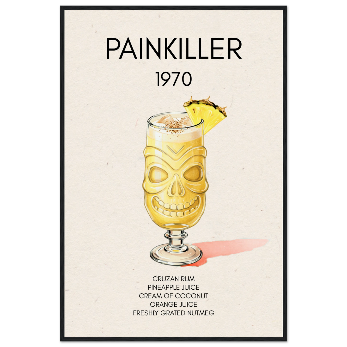 Painkiller Cocktail Bar Art Poster Print Black Wood Frame 60x90 cm 24x36″ Museum-Quality Matte Paper Wooden Framed Poster