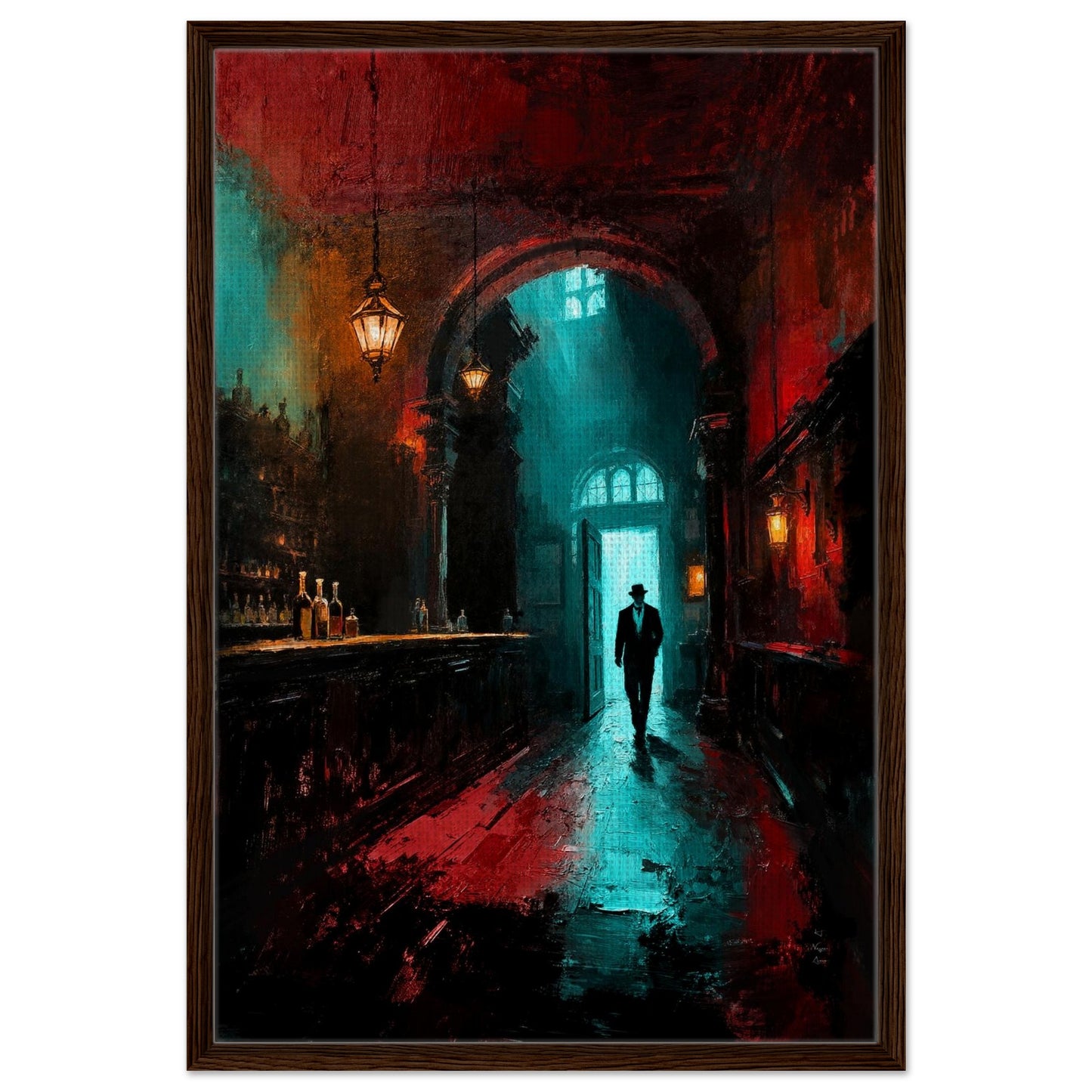 Speakeasy 1920s Bar Art Poster Print 60x90 cm 24x36″ Framed Canvas Dark Brown Wood Frame