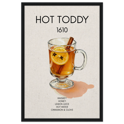 Hot Toddy Cocktail Bar Art Print Black Wood Frame 60x90 cm 24x36″ Framed Canvas