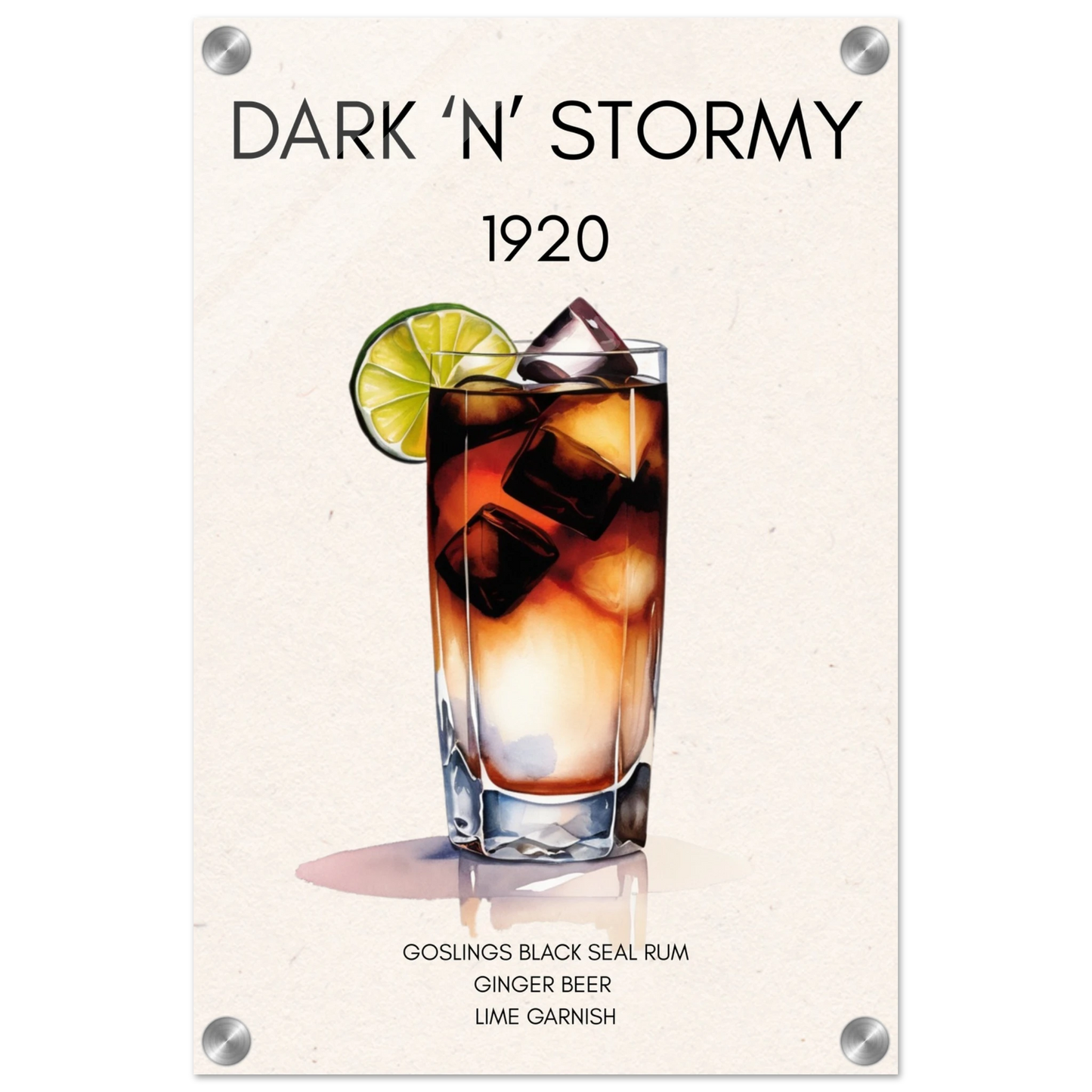Dark n Stormy Cocktail Drink Bar Art Print No Frame 30x45 cm 12x18″ Sleek Acrylic Print