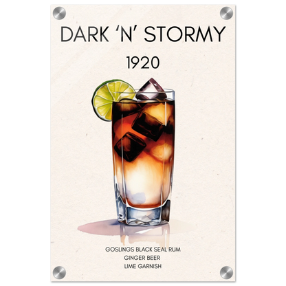 Dark n Stormy Cocktail Drink Bar Art Print No Frame 30x45 cm 12x18″ Sleek Acrylic Print