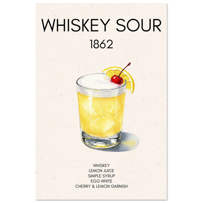Whiskey Sour Cocktail Bar Art Print No Frame 30x45 cm 12x18″ Classic Matte Paper Poster