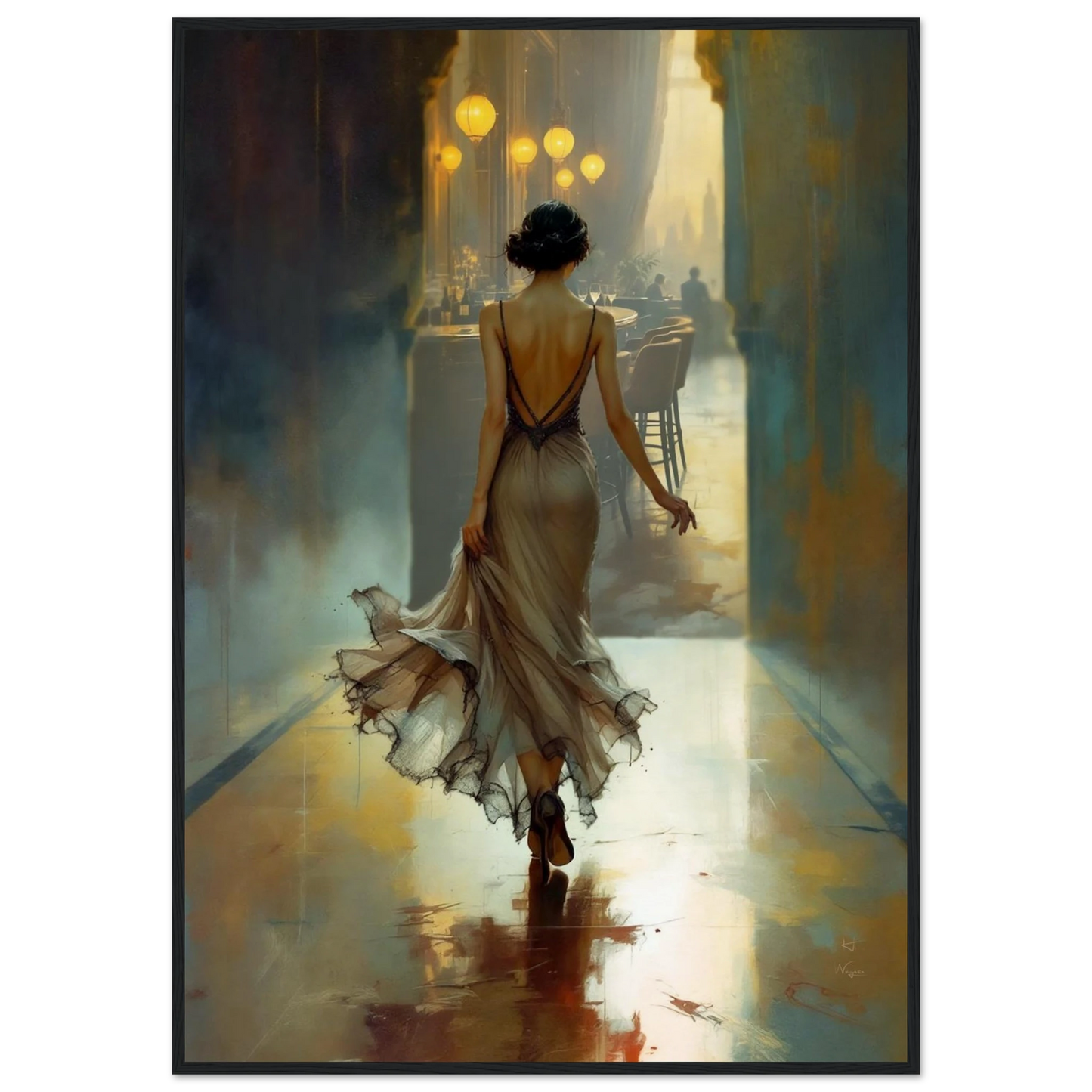 1920s Speakeasy Art Deco Print Black Wood Frame 70x100 cm 28x40″ Museum-Quality Matte Paper Wooden Framed Poster