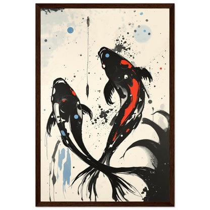 Modern Koi Fish Ocean Art Print 40x60 cm 16x24″ Museum-Quality Matte Framed Poster Dark Brown Wood Frame