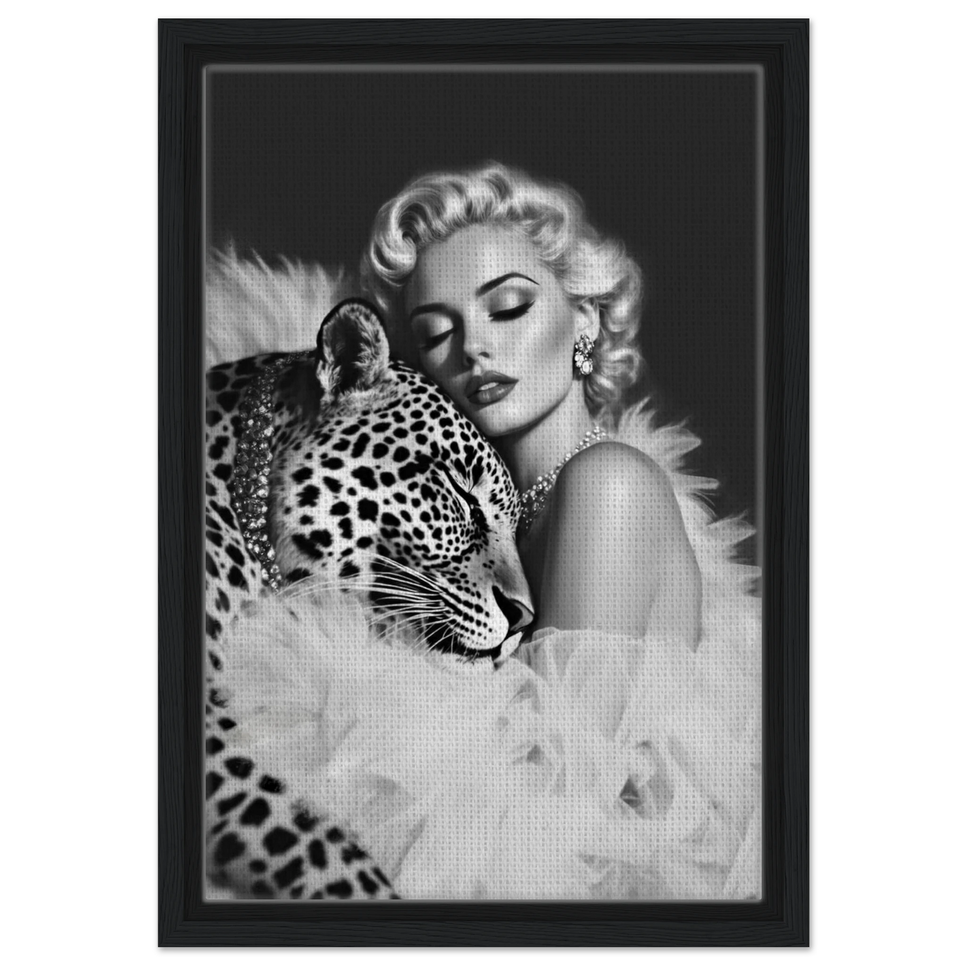 Marilyn Monroe Glam Leopard Art Print Black Wood Frame 30x45 cm 12x18″ Framed Canvas