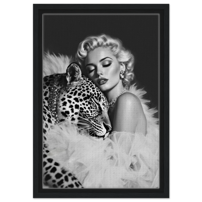 Marilyn Monroe Glam Leopard Art Print Black Wood Frame 30x45 cm 12x18″ Framed Canvas