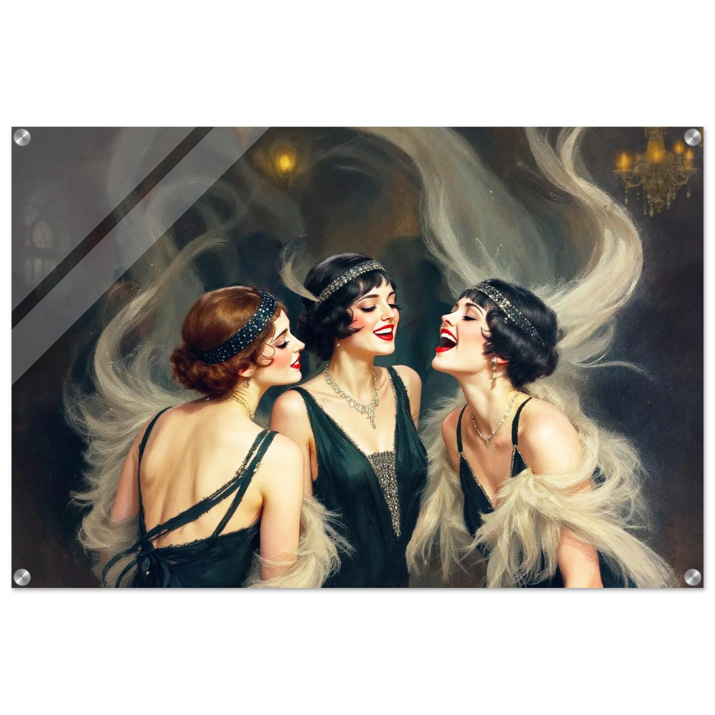 Flapper Girls Speakeasy Gatsby Art Print No Frame 60x90 cm 24x36″ Sleek Acrylic Print
