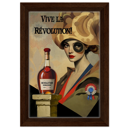 Vintage French Revolution Cognac Art Print Dark Brown Wood Frame 20x30 cm 8x12″ Framed Canvas