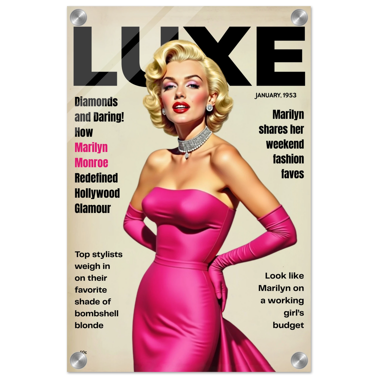 Marilyn Monroe Old Hollywood Art Print No Frame 30x45 cm 12x18″ Sleek Acrylic Print