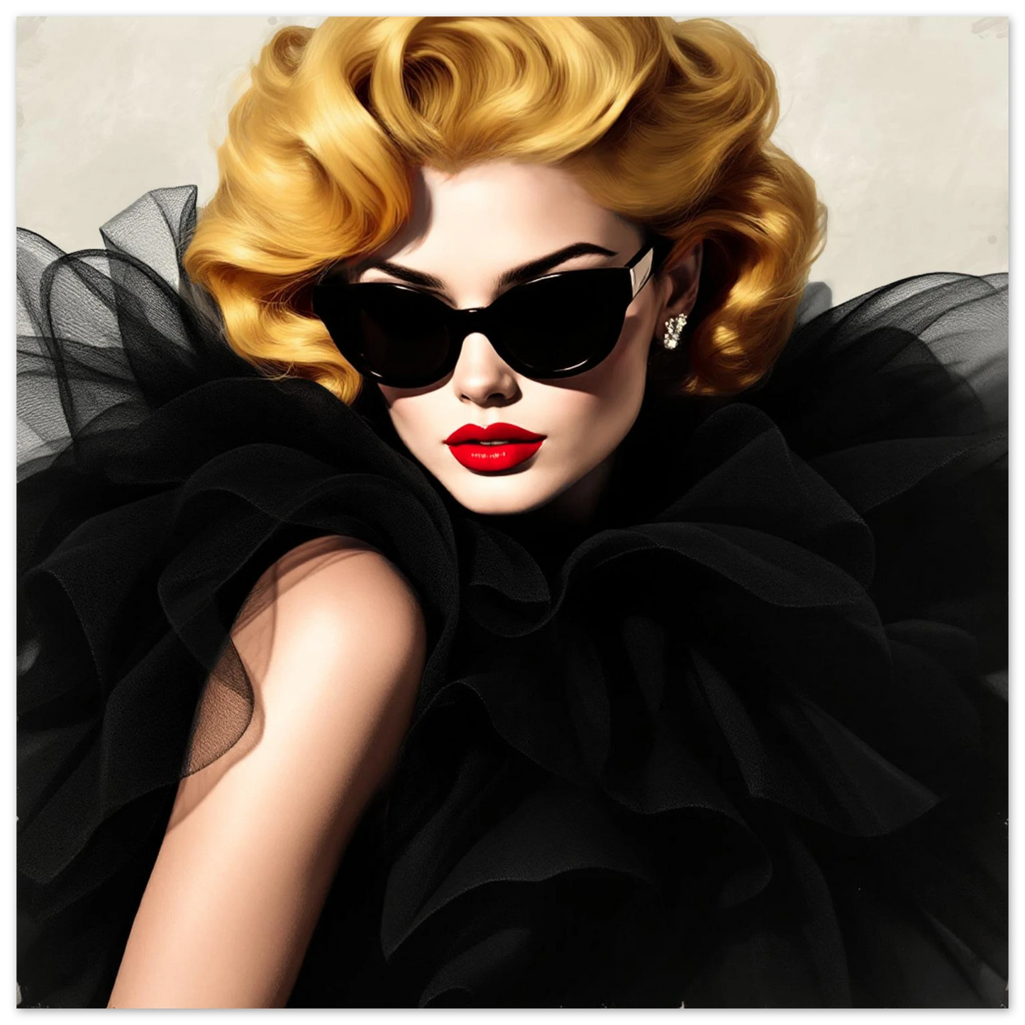 Paris Avant-Garde Retro Fashion Model Art Print 70x70 cm 28x28″ Premium Matte Paper Poster