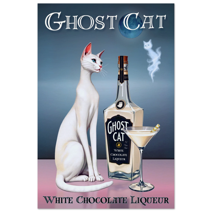 White Cat Chocolate Martini Cocktail Bar Art Print 60x90 cm 24x36″ Museum-Quality Matte Paper Poster No Frame