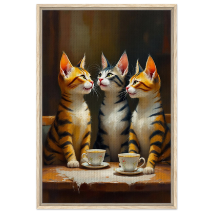 Tabby Cat Vintage Kitchen Art Print 60x90 cm 24x36″ Framed Canvas Light Wood Frame