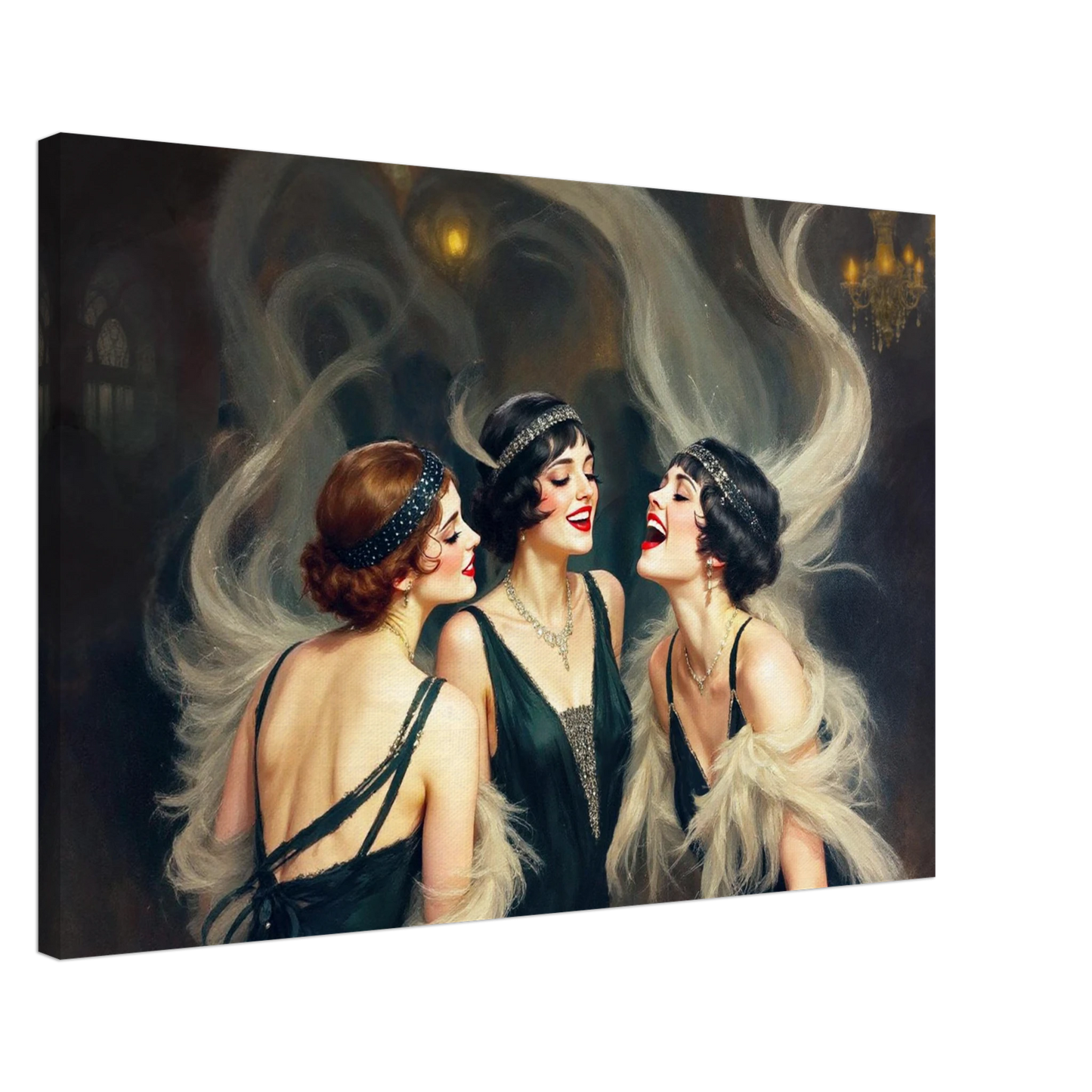 Flapper Girls Speakeasy Gatsby Art Print No Frame 60x90 cm 24x36″ Gallery Wrapped Canvas