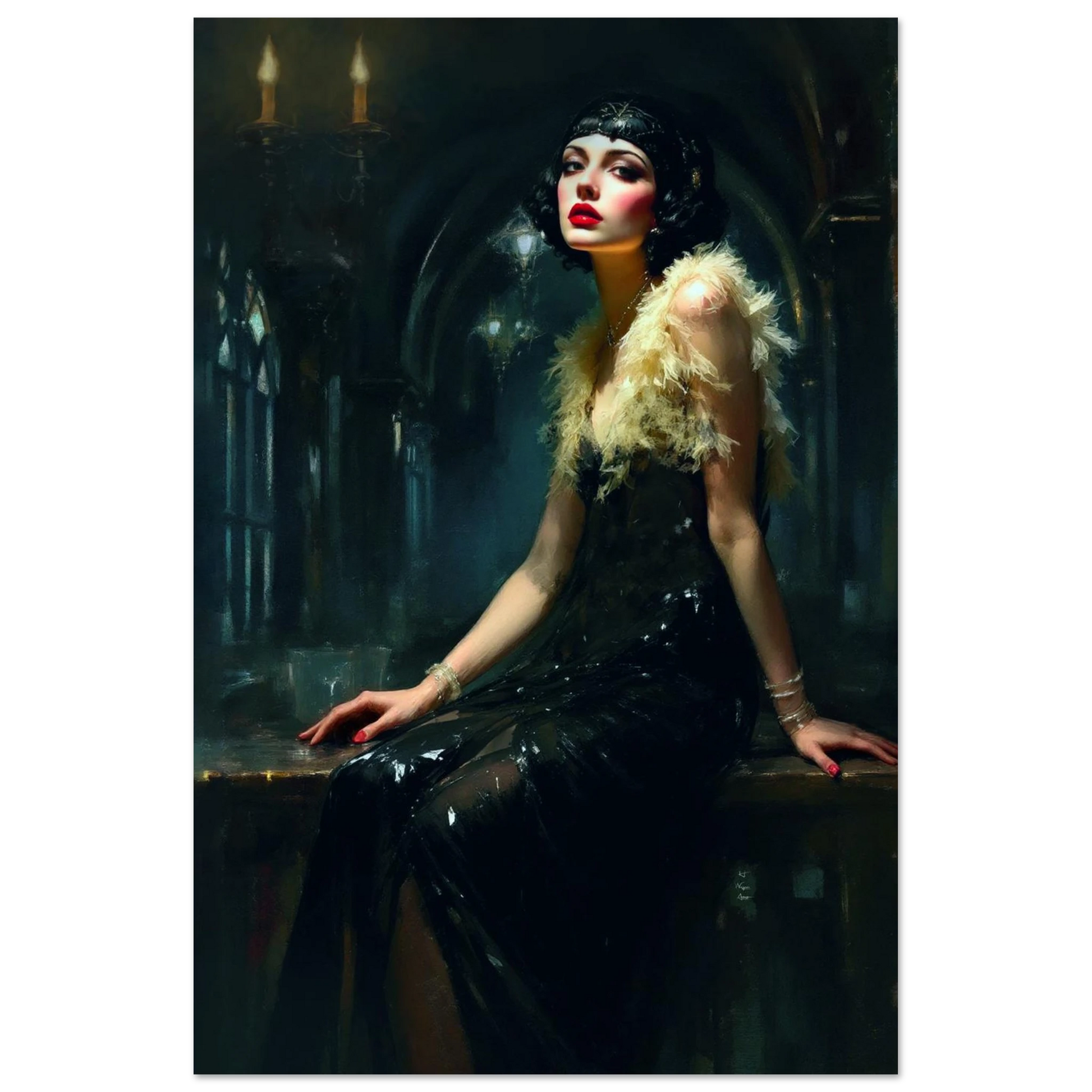 Speakeasy 1920s Elegant Flapper Art Print 30x45 cm 12x18″ Premium Matte Paper Poster No Frame
