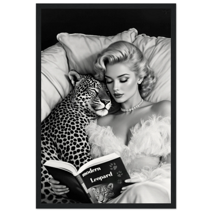 Hollywood Starlet Leopard Cat Art Print 30x45 cm 12x18″ Museum-Quality Matte Paper Wooden Framed Poster Black Wood Frame