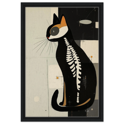 Modern Cat Skeleton Abstract Art Poster Print Black Wood Frame 40x60 cm 16x24″ Framed Canvas