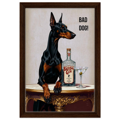 Bad Dog Gin Cocktail Bar Art Print 40x60 cm 16x24″ Gallery Wrapped Canvas - 1.5" mirrored sides No Frame