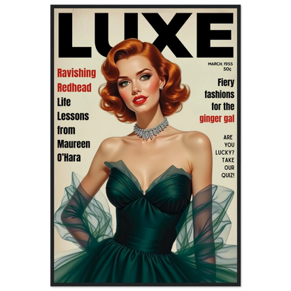 Maureen O'Hara Vintage Fashion Art Poster Print Black Wood Frame 60x90 cm 24x36″ Premium Matte Paper Wooden Framed Poster