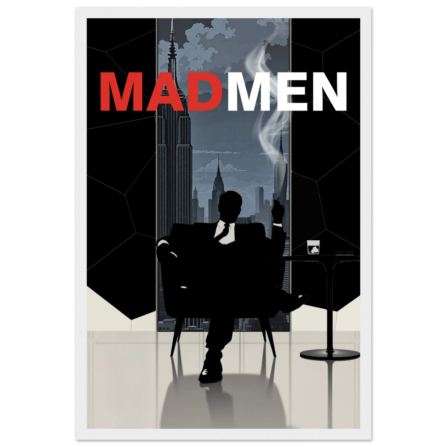 Mad Men Don Draper Retro Art Print White Wood Frame 30x45 cm 12x18″ Premium Matte Framed Poster