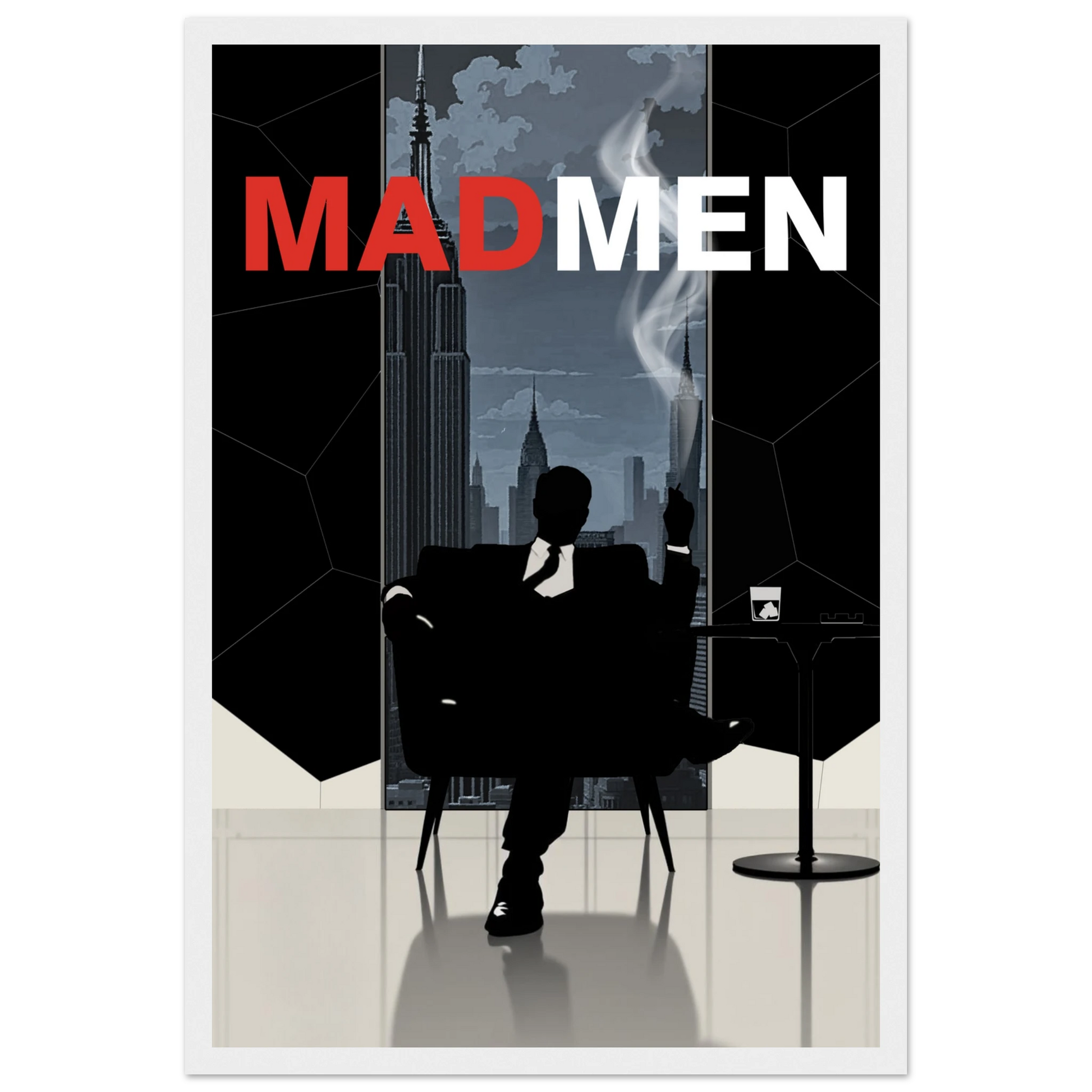 Mad Men Don Draper Retro Art Print White Wood Frame 30x45 cm 12x18″ Premium Matte Framed Poster