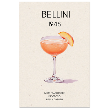 Italian Bellini Cocktail Bar Poster Print 60x90 cm 24x36″ Museum-Quality Matte Paper Poster No Frame