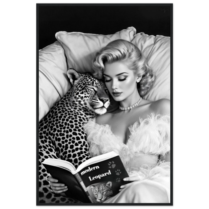 Hollywood Starlet Leopard Cat Art Print 60x90 cm 24x36″ Premium Matte Paper Wooden Framed Poster Black Wood Frame