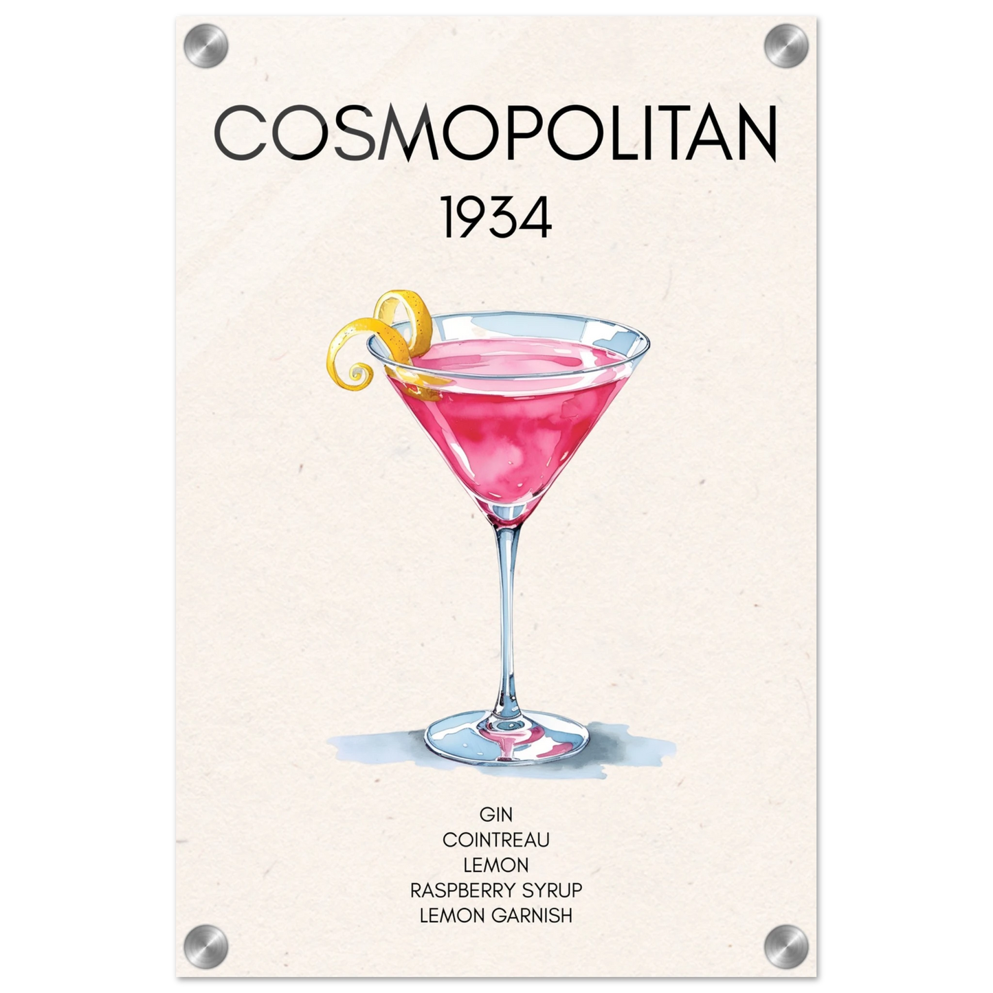 Cosmopolitan Cocktail Bar Poster Print No Frame 30x45 cm 12x18″ Sleek Acrylic Print