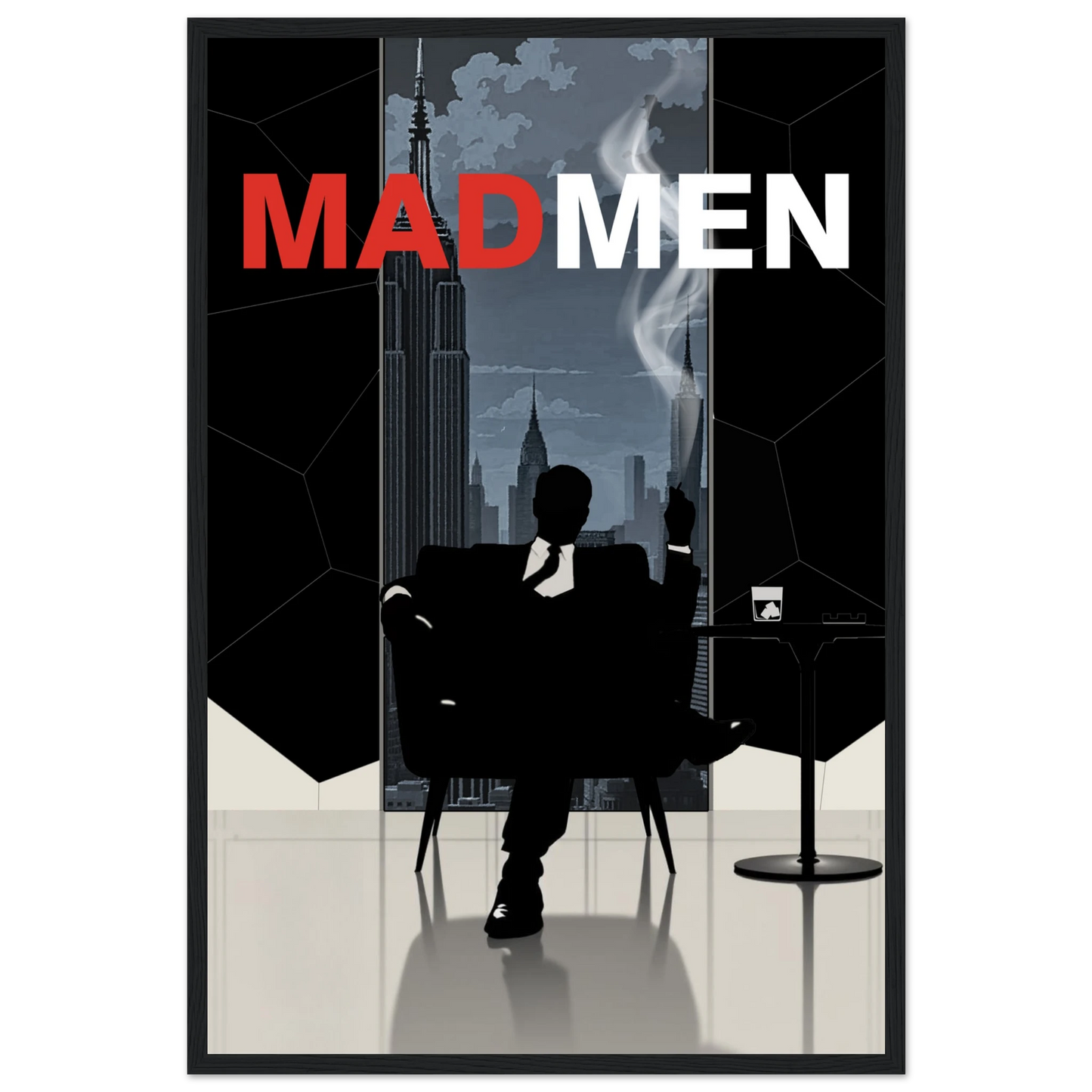 Mad Men Don Draper Retro Art Print Black Wood Frame 40x60 cm 16x24″ Premium Matte Framed Poster