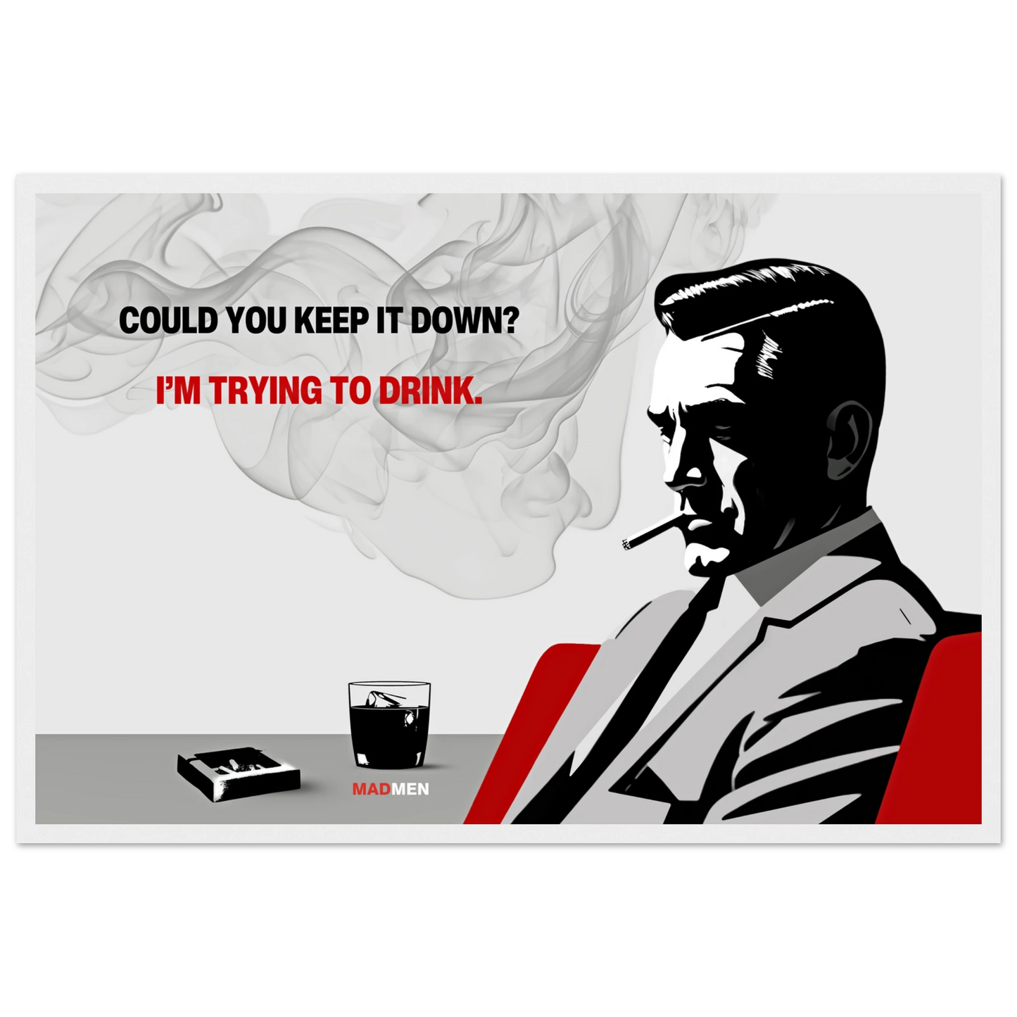 Don Draper Funny Quote Bar Art Print White Wood Frame 40x60 cm 16x24″ Premium Matte Framed Poster