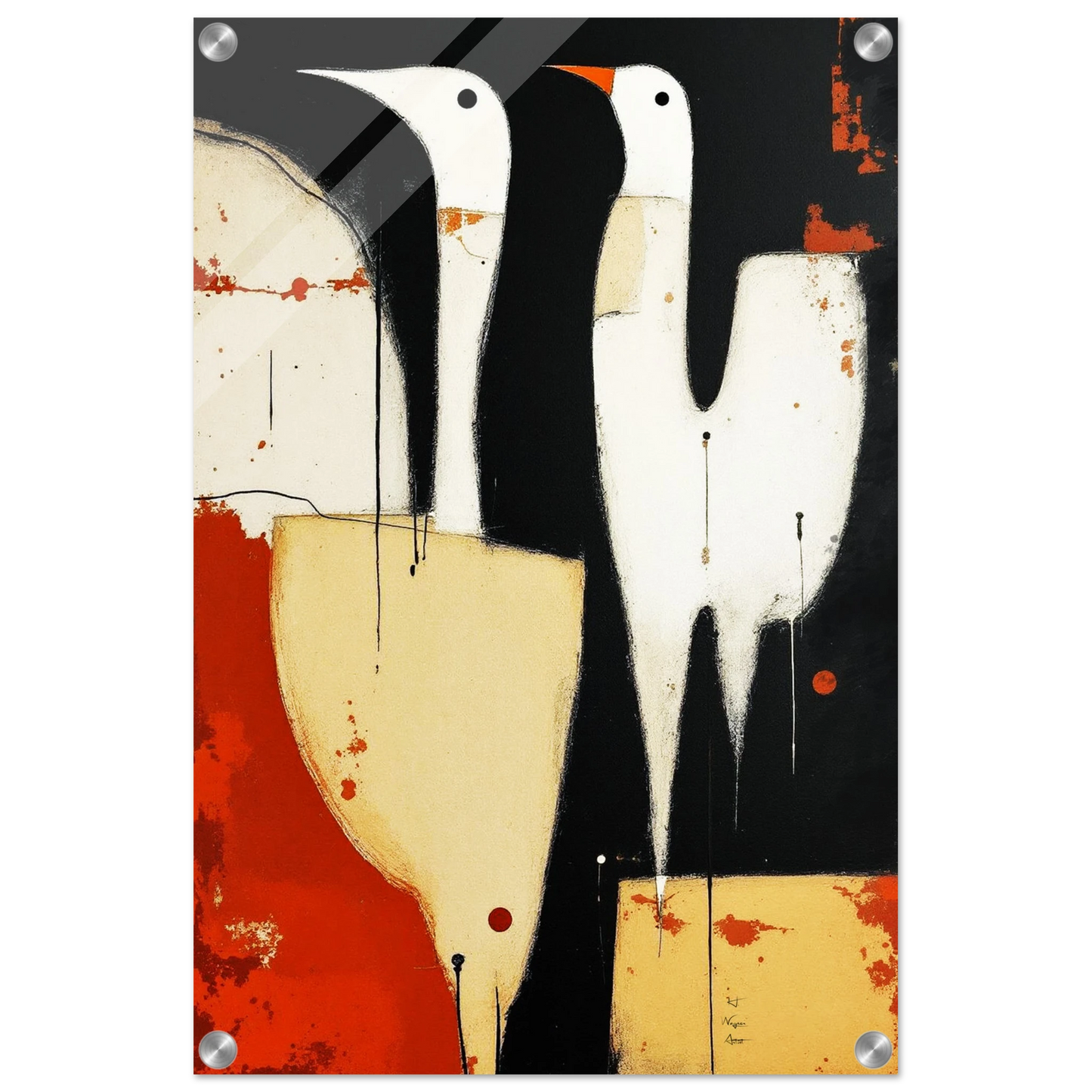 Abstract Neutral Goose Bird Art Print 40x60 cm 16x24″ Sleek Acrylic Print -