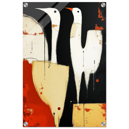 Abstract Neutral Goose Bird Art Print 40x60 cm 16x24″ Sleek Acrylic Print -
