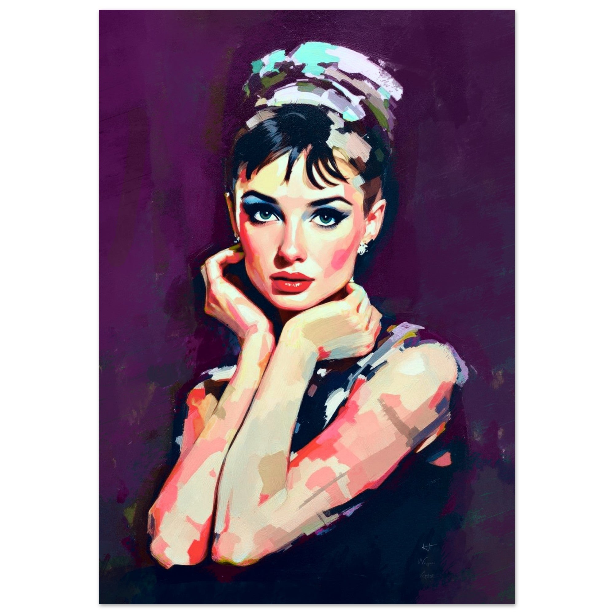 Audrey Hepburn Painting Art Print | Vintage Hollywood Wall Decor