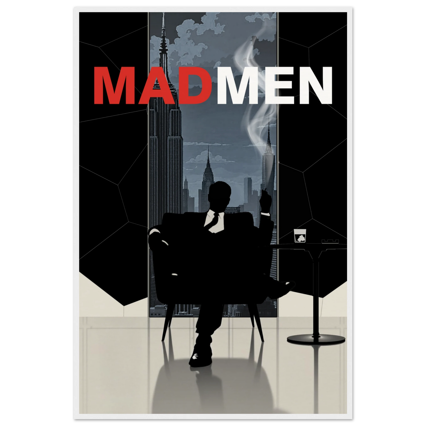 Mad Men Don Draper Retro Art Print White Wood Frame 60x90 cm 24x36″ Museum-Quality Matte Framed Poster