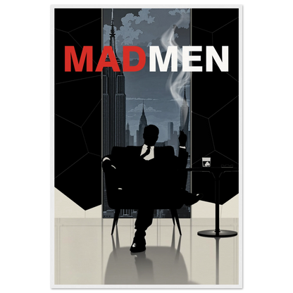 Mad Men Don Draper Retro Art Print White Wood Frame 60x90 cm 24x36″ Museum-Quality Matte Framed Poster
