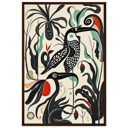 Mid-Century Modern Tropical Bird Art Print No Frame 60x90 cm 24x36″ Gallery Wrapped Canvas