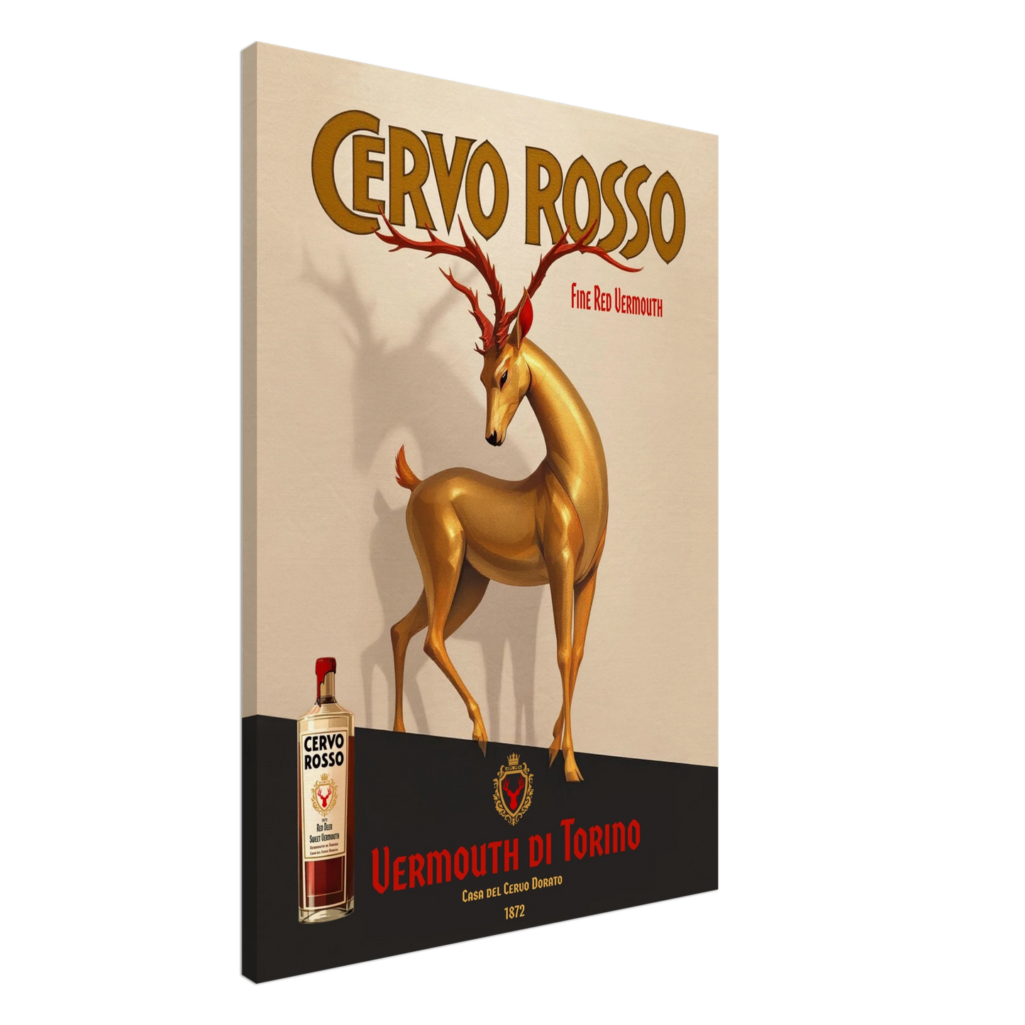 Art Deco Golden Deer Cocktail Bar Poster Print 70x100 cm 28x40″ Gallery Wrapped Canvas No Frame