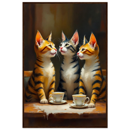Tabby Cat Vintage Kitchen Art Print 60x90 cm 24x36″ Museum-Quality Matte Framed Poster Dark Brown Wood Frame