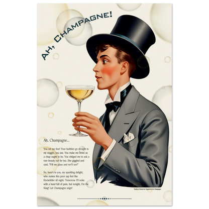 Art Deco Champagne Funny Poem Art Print 60x90 cm 24x36″ Canvas -