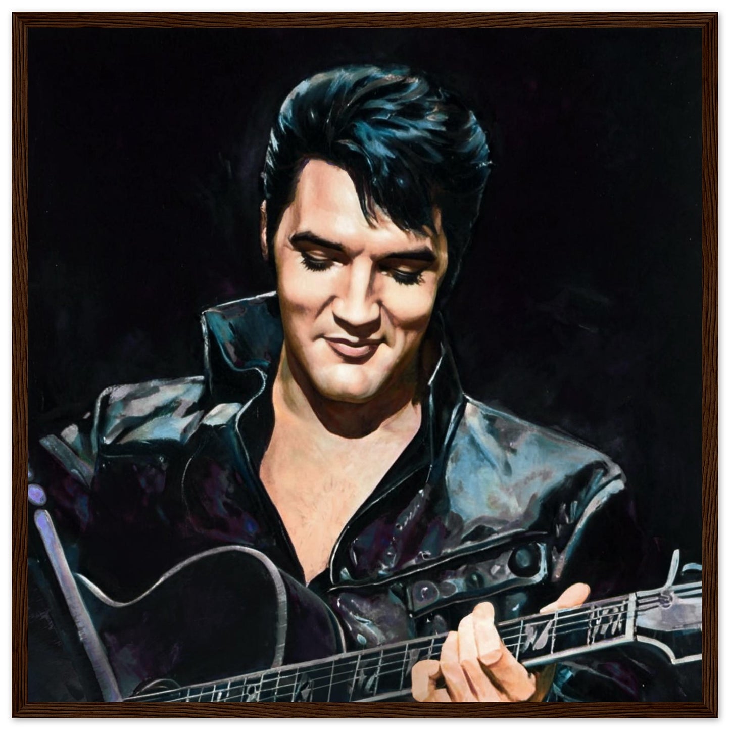 Elvis Presley Comeback Tour Art Print Dark Brown Wood Frame 50x50 cm 20x20″ Classic Matte Framed Poster