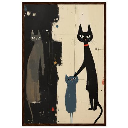 Abstract Cat Family Art Poster Print Dark Brown Wood Frame 40x60 cm 16x24″ Museum-Quality Matte Paper Wooden Framed Poster