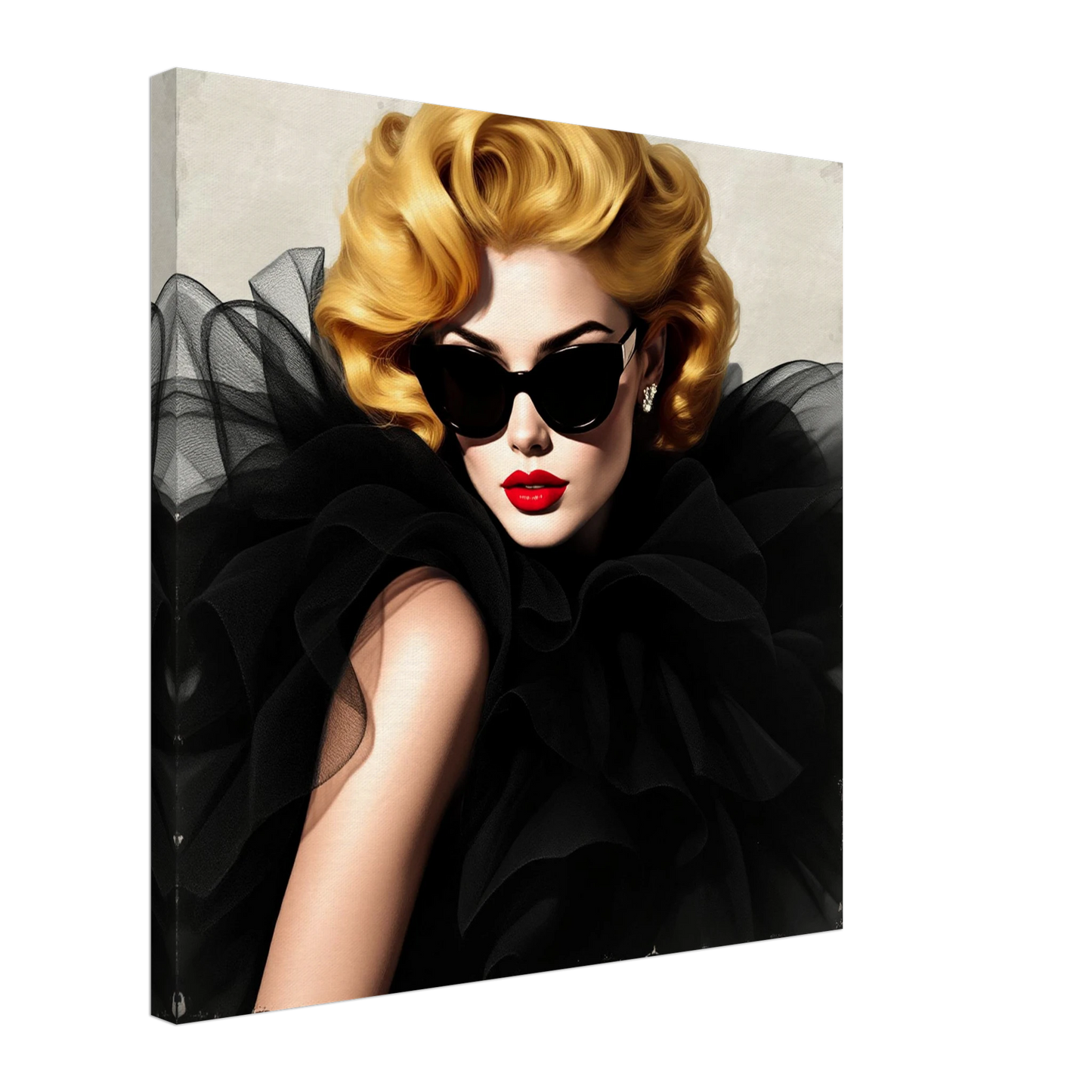 Paris Avant-Garde Retro Fashion Model Art Print 60x60 cm 24x24″ Gallery Wrapped Canvas