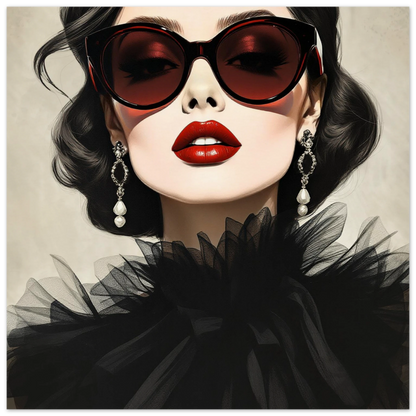 Paris Glam 80s Fashion Model Art Print 70x70 cm 28x28″ Museum-Quality Matte Paper Poster