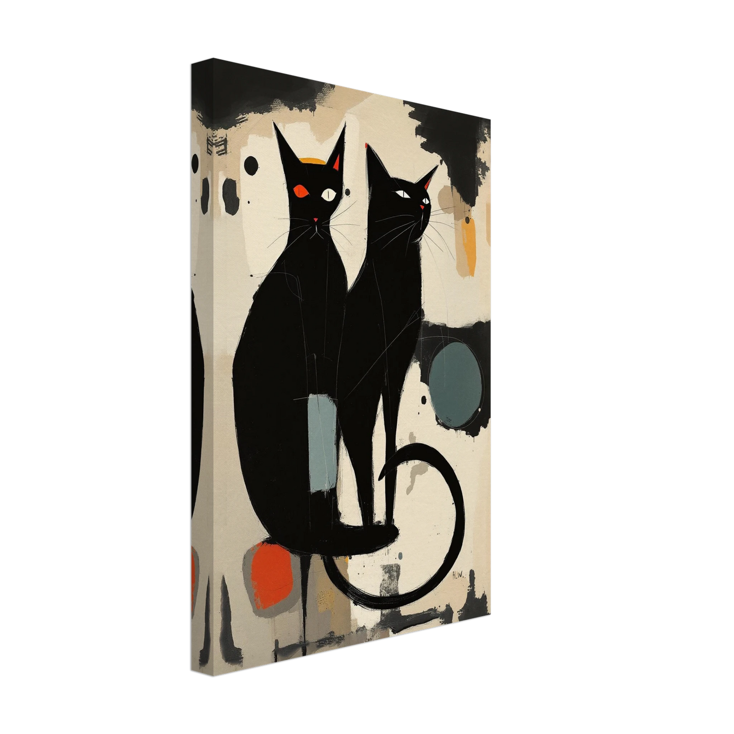 Abstract Crazy Cat Duo Art Print No Frame 30x45 cm 12x18″ Gallery Wrapped Canvas