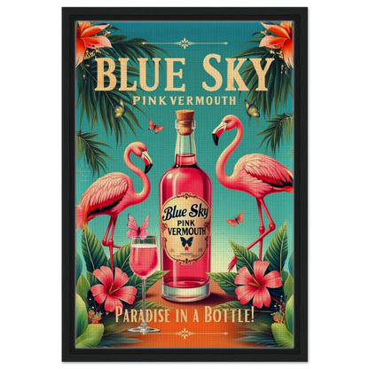 Vintage Pink Flamingo Tiki Bar Art Print 40x60 cm 16x24″ Gallery Wrapped Canvas No Frame