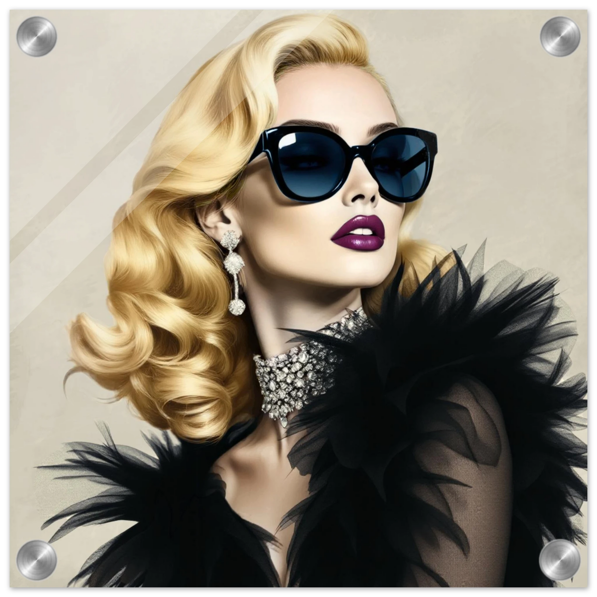Blonde Bombshell Fashion Model Art Print 30x30 cm 12x12″ Sleek Acrylic Print