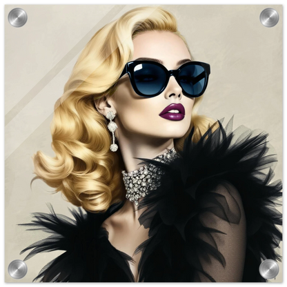 Blonde Bombshell Fashion Model Art Print 30x30 cm 12x12″ Sleek Acrylic Print